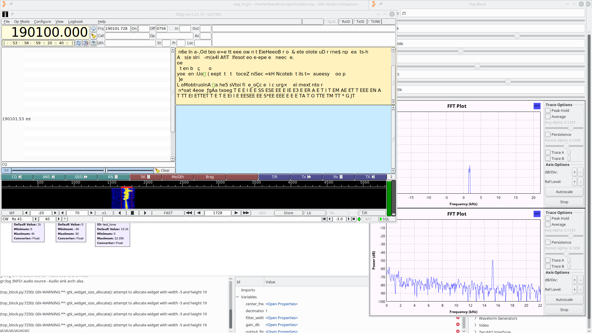 GNU Radio being piped to fldigi